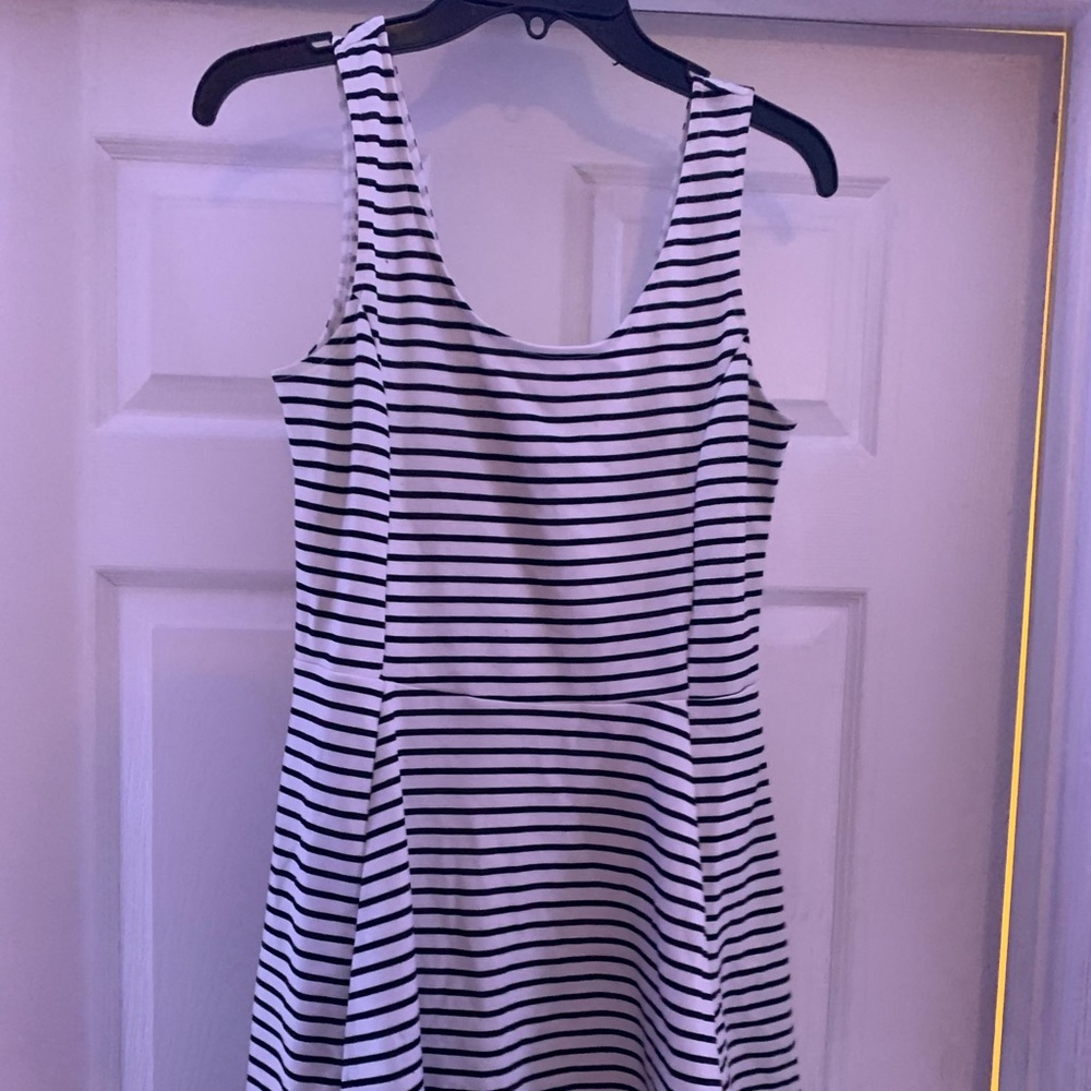 Black and white striped target dress
